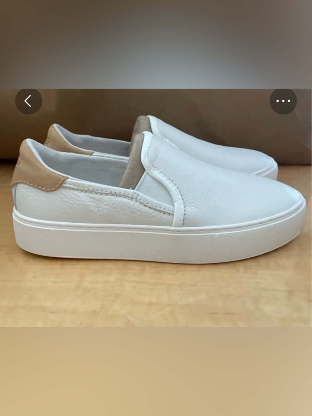 UGG women’s White and Tan Slip-On Sneakers size 6.5
